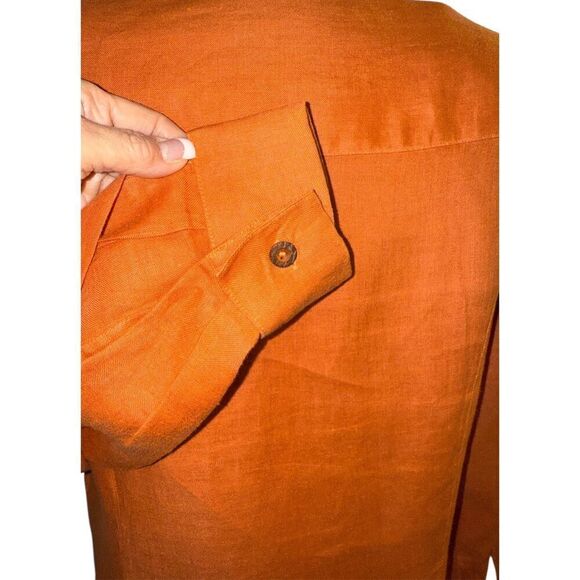 Peter Nygard 100% Linen Vtg Blouse Double Button Neck Sz. 14 Boxy - Picture 3 of 10